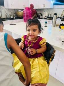 kids lehaga choli Yellow and Pink Baby Dress 6-12