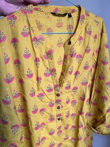 Yellow Printed Kurta