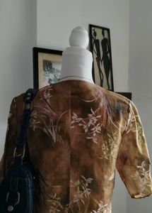 Chic Brocade Mandarin Collar Blouse