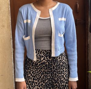 Blue Knit Cardigan Jacket