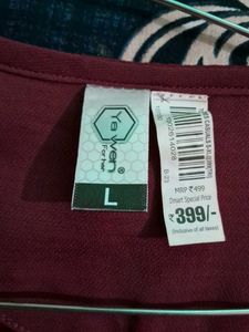 Maroon Pleated Top with Bell Sleeves