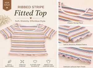 Ribbed Stripe Fitted Top