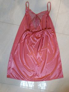 Heavy Satin Night Dress With Cape