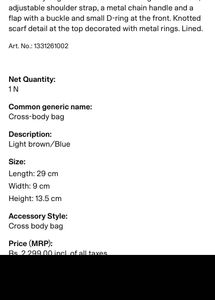 H&amp;M Tan Crossbody Bag with Scarf Handle