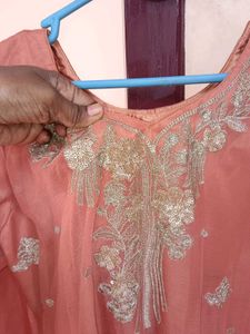 Elegant Peach Kurta Set with Dupatta