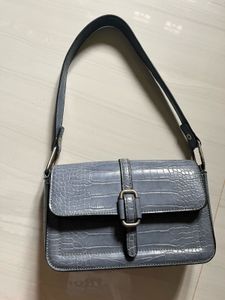 dressberry Stylish Blue Croc Embossed Shoulder Bag