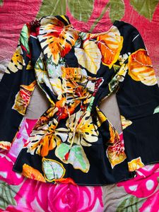 Vibrant Tropical Print Long Sleeve Top