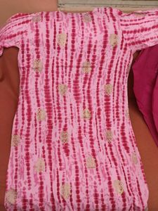 BrandNew PinkTie-DyeEmbrdry Kurta+Patiala