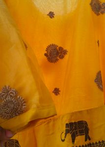 Yellow Kurta with Elephant Print