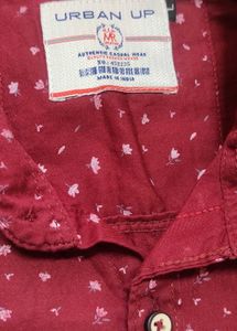 Urban Up Men's Printed Maroon Shirt