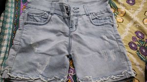 Light Wash Distressed Denim Shorts