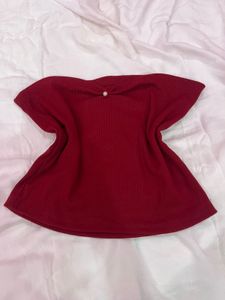 Pearl design red tube top