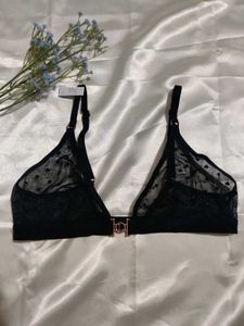 Size- 34B-36B Sheer Black Heart Print Bra
