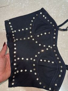 Rhinestone Embellished Crop Top