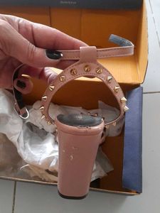 Studded Pink Block Heels with flaws