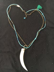 ivory tooth and Turquoise beads Necklace.