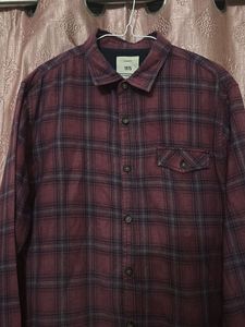Men's Burgundy Plaid Flannel Shirt