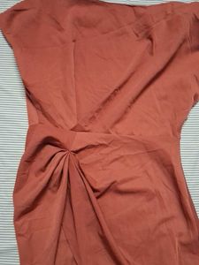 Elegant Rust Colored Draped Dress