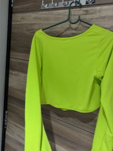 Bright Green Long Sleeve Crop Top