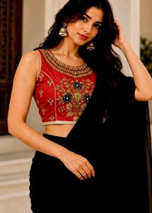 Designer Red Embroidered Blouse