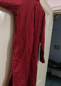 Maroon Textured Kurta