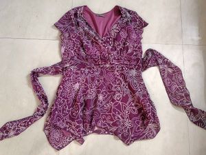 Chic Purple Floral Print Tunic Top
