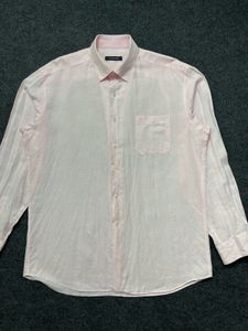 Men's Pink Linen Blend Shirt