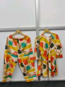 Colorful Abstract Print Kurta Set