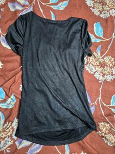 Sparkly Black Cowl Neck Top