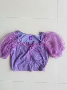 Purple Polka Dot Puff Sleeve Top