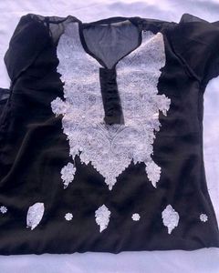 Elegant Black Chikankari Kurta