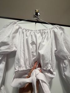 White Bell Sleeve Crop Top