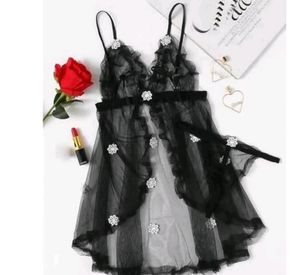 Beautiful Black Net Night Wear