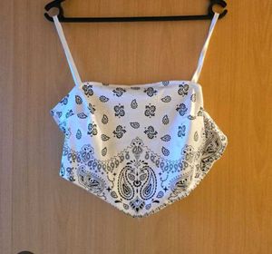 White Paisley Crop Top