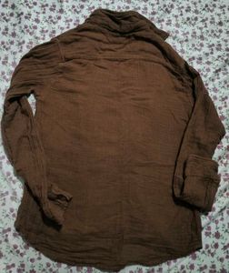 Brown Textured Button-Up Shirt