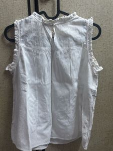 Embroidered White Sleeveless Top