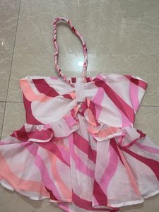 Stunning Pink Striped Strapless Top