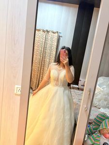 Elegant cream golden handwork gown🎀❤️🦋