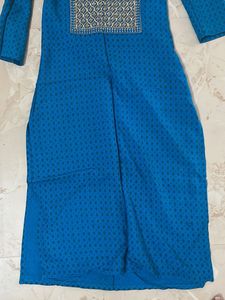 Blue Kurta with Golden Embellishment