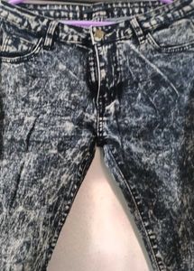 Acid Wash Jeans with Black Stripe