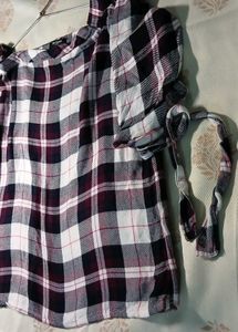 White &amp; Maroon Checked shirt