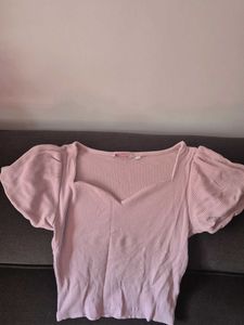 Chic Puff Sleeve Ribbed Top