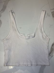 Ribbed White Crop Tank Top