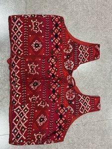 Red Ethnic Blouse with Bandhani Print