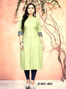 Kurti korean button check designtrend pink1pic