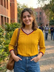 Yellow Ribbed V-Neck Top