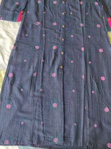 Pink navy Blue Polka Dot Kurta