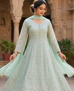 Pastel Chikankari Frock Suit