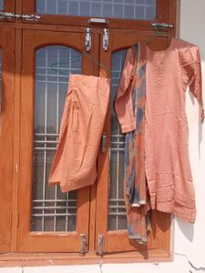 Elegant Peach Embroidered Kurta Set
