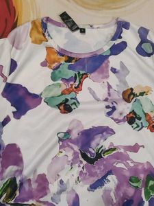 Vibrant Abstract Print Short Sleeve Dress
